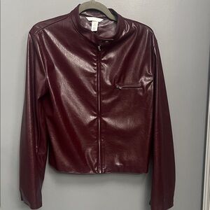H&M Deep Red Faux Leather Jacket
